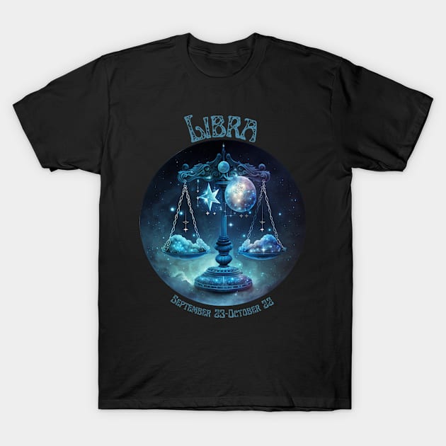 Retro Libra Zodiac Sign T-Shirt by Curio Pop Relics